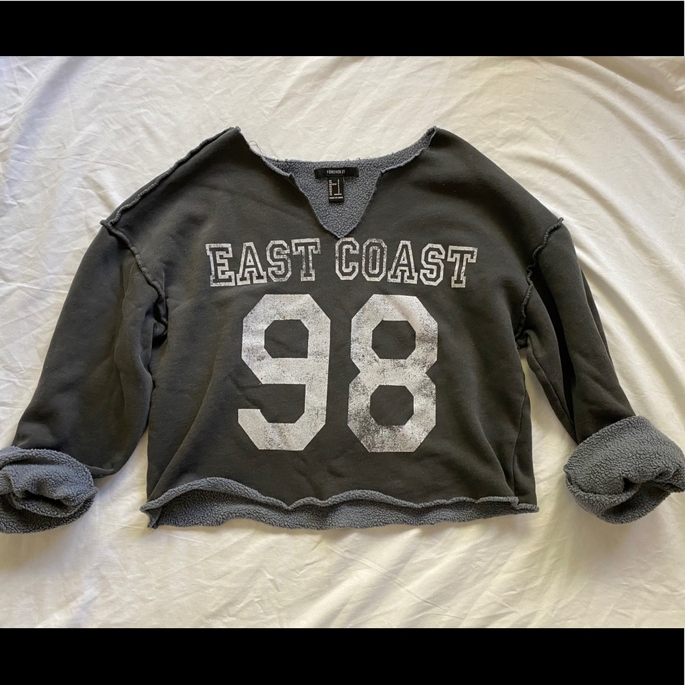 Cropped east coast varsity sweatshirt